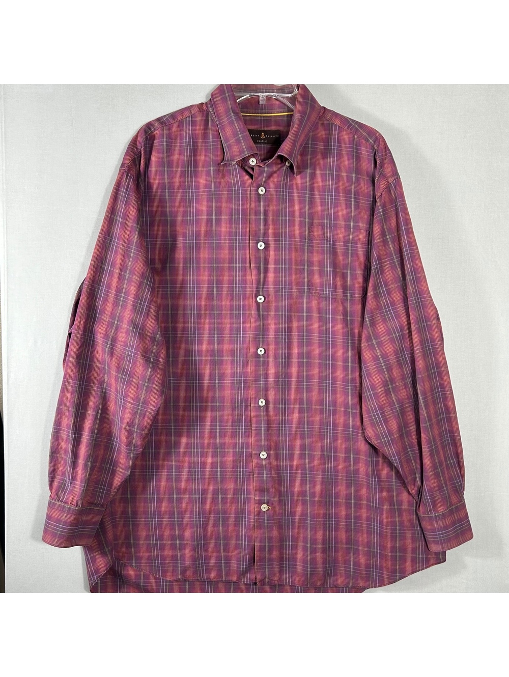 Robert Talbott Classic Shirt Mens XXL Burgundy Plaid Longsleeve Button Down
